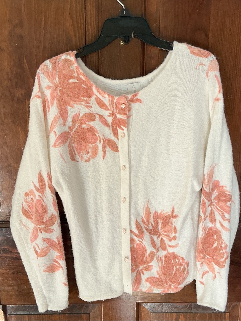 Joie Cream Cardigan with Peach Floral Print